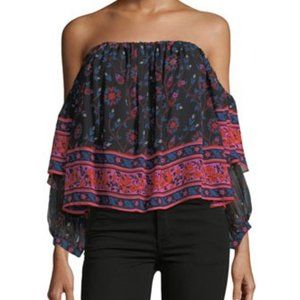 Joie Ennata Black Silk Off Shoulder Blouse, S